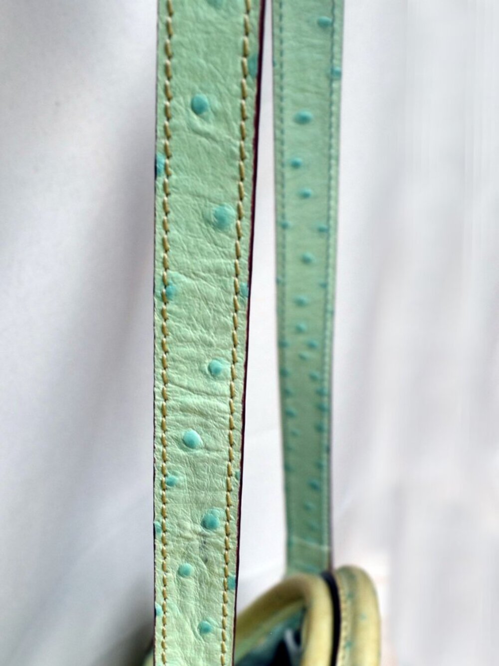 Dooney & Bourke Ostrich Embossed Leather Satchel Aqua Seafoam Blue Shoulder Bag - Picture 15 of 15